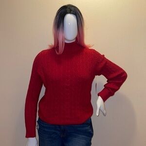 St Johns Bay Womens Blue Solid Cable Knit Sweater‎ red size XL